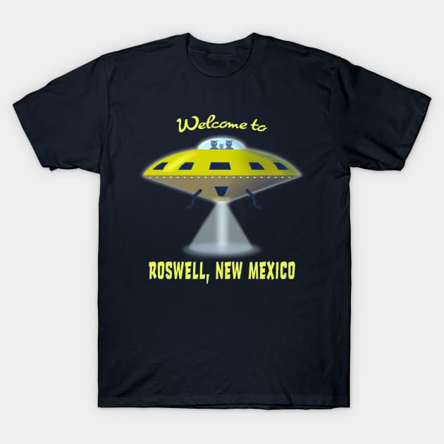 UFO - Welcome to Roswell, New Mexico - funny aliens extraterrestrials T-Shirt by jdunster